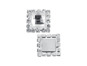 Streudeko mit Stein, silber, 15 x 15mm (1 VPE / 2 Stk.)