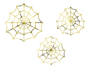 Papierdekoration - Spinnennetze, gold (1 VPE / 3 Stk.)