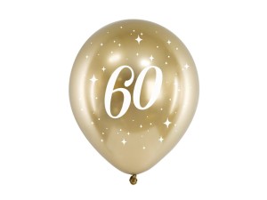 Ballons Glossy 30cm, 60, gold (1 VPE / 6 Stk.)