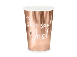 Becher She said yes!, roségold, 220ml (1 VPE / 6 Stk.)