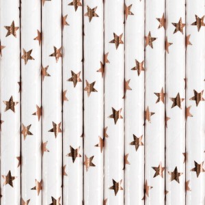 Papierstrohhalme, hell-roségold, 19,5 cm (1 VPE / 10 Stk.)