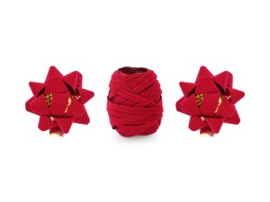 Set aus Veloursbändern und Rosetten, rot, Mix (1 VPE / 3 Stk.)