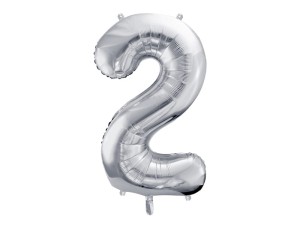 Folienballon Ziffer ''2'', 86cm, silber