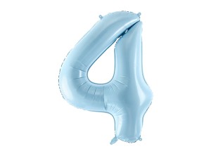 Folienballon Ziffer ''4'', 86cm, hellblau