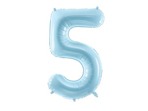 Folienballon Ziffer ''5'', 86cm, hellblau