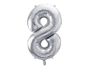 Folienballon Ziffer ''8'', 86cm, silber