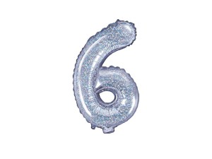 Folienballon Ziffer ''6'', 35cm, holografisch