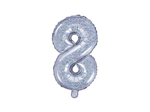 Folienballon Ziffer ''8'', 35cm, holografisch