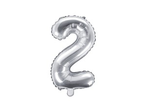 Folienballon Ziffer ''2'', 35cm, silber