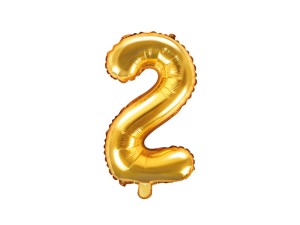 Folienballon Ziffer ''2'', 35cm, gold