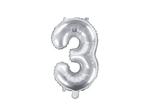 Folienballon Ziffer ''3'', 35cm, silber