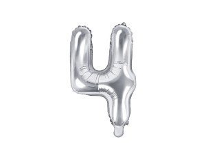 Folienballon Ziffer ''4'', 35cm, silber