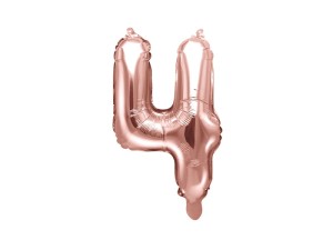 Folienballon Ziffer ''4'', 35cm, roségold