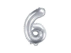 Folienballon Ziffer ''6'', 35cm, silber