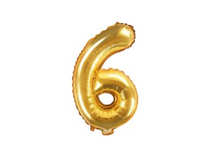 Folienballon Ziffer ''6'', 35cm, gold