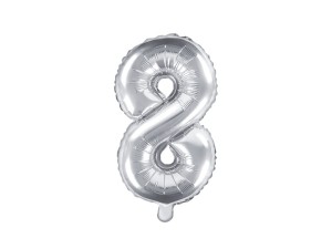 Folienballon Ziffer ''8'', 35cm, silber