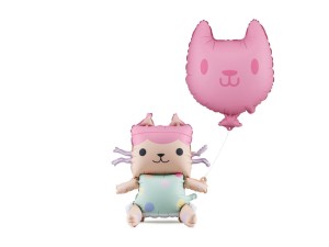 Baby Box & Katze Folienballons, 43x46 cm und 35x37 cm, Mix (1 VPE / 2 Stk.)