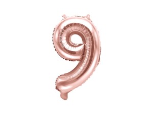 Folienballon Ziffer ''9'', 35cm, roségold