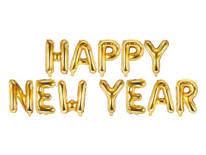 Folienballon Happy New Year, 422x46cm, gold