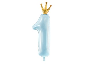 Folienballon Ziffer ''1'', 37x100cm, hellblau
