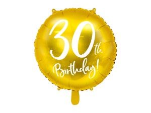 Folienballon 30th Birthday, gold, 45cm
