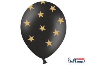 Ballons 30 cm, Sterne, Pastel Black (1 VPE / 50 Stk.)