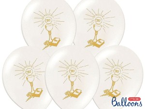 Ballons 27cm, Erste Heilige Kommunion, P. White (1 VPE / 6 Stk.)