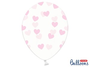 Ballons 30cm, Herzen, Crystal Clear (1 VPE / 6 Stk.)