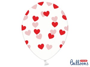 Ballons 30cm, Herzen, Crystal Clear (1 VPE / 6 Stk.)