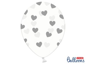 Ballons 30cm, Herzen, Crystal Clear (1 VPE / 6 Stk.)