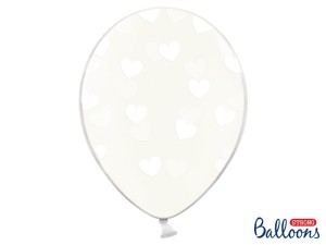 Ballons 30cm, Herzen, Crystal Clear (1 VPE / 6 Stk.)