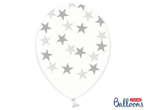 Ballons 30cm, Sterne, Crystal Clear (1 VPE / 6 Stk.)