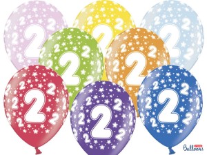 Ballons 30cm, 2nd Birthday, Metallic Mix (1 VPE / 50 Stk.)