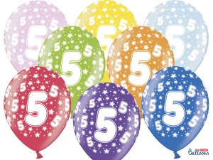 Ballons 30cm, 5th Birthday, Metallic Mix (1 VPE / 6 Stk.)