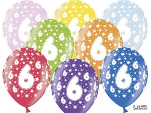Ballons 30cm, 6th Birthday, Metallic Mix (1 VPE / 50 Stk.)