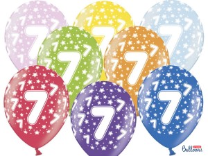 Ballons 30cm, 7th Birthday, Metallic Mix (1 VPE / 50 Stk.)