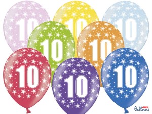Ballons 30cm, 10th Birthday, Metallic Mix (1 VPE / 6 Stk.)