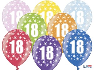 Ballons 30cm, 18th Birthday, Metallic Mix (1 VPE / 50 Stk.)