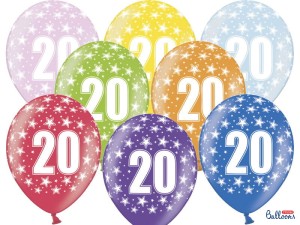 Ballons 30cm, 20th Birthday, Metallic Mix (1 VPE / 6 Stk.)