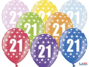 Ballons 30cm, 21st Birthday, Metallic Mix (1 VPE / 50 Stk.)