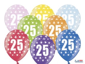 Ballons 30cm, 25th Birthday, Metallic Mix (1 VPE / 50 Stk.)