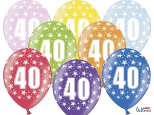 Ballons 30cm, 40th Birthday, Metallic Mix (1 VPE / 6 Stk.)