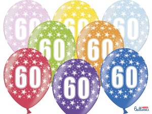 Ballons 30cm, 60th Birthday, Metallic Mix (1 VPE / 6 Stk.)