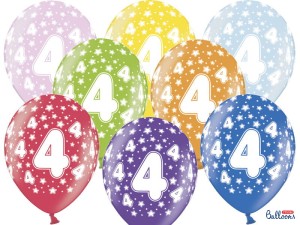 Ballons 30cm, 4th Birthday, Metallic Mix (1 VPE / 6 Stk.)