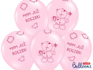Balony 30cm Miś - mam już..., Pastel Pink (1 op. / 50 szt.)