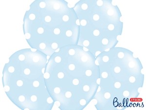Ballons 30cm, Punkte, Pastel Baby Blue (1 VPE / 50 Stk.)