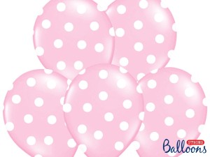 Ballons 30cm, Punkte, Pastel Baby Pink (1 VPE / 6 Stk.)