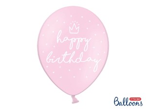 Ballons 30cm, happy birthday, P. Baby Pink (1 VPE / 50 Stk.)