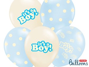 Ballons 30cm, It's a Boy, Pastel Mix (1 Pk. / 6 St.)