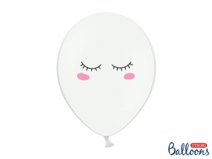 Ballons 30cm Smiley-Gesicht, Pastel Pure White (1 VPE / 50 Stk.)